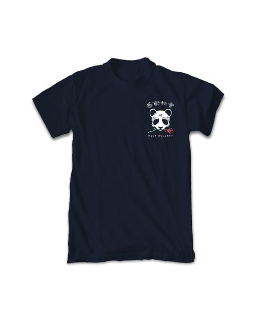 Riot Society Blue Panda Rose Graphic T-shirt for men