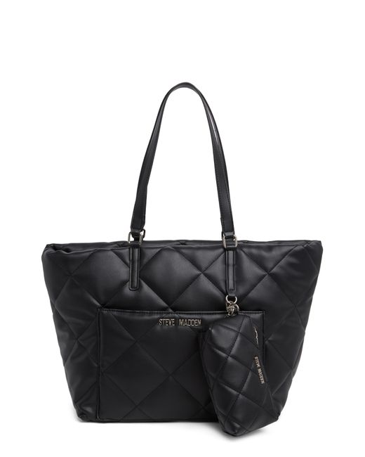 Steve Madden Black Quinn Large Quilted Tote