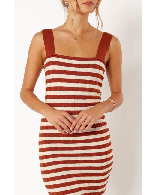 Petal & Pup Red Ledger Stripe Midi Sweater Dress