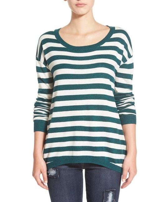 BP. Green Stripe Scoop Neck Pullover