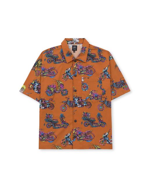 Brain Dead Orange Moto Cotton Poplin Snap-up Shirt for men