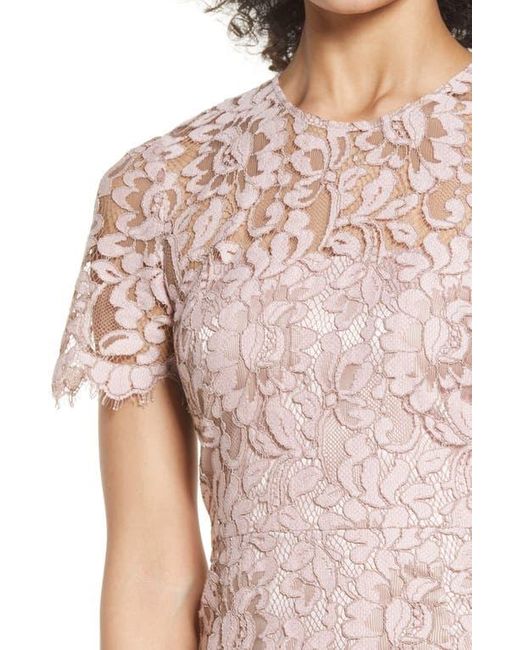 Eliza J Embroidered Lace Overlay Cocktail Dress in Pink | Lyst