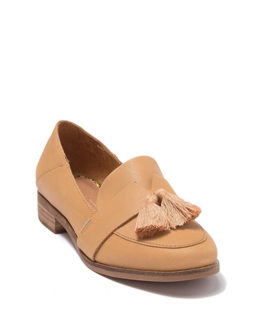 TOMS Natural Estel Leather Fringe Tassel Loafer