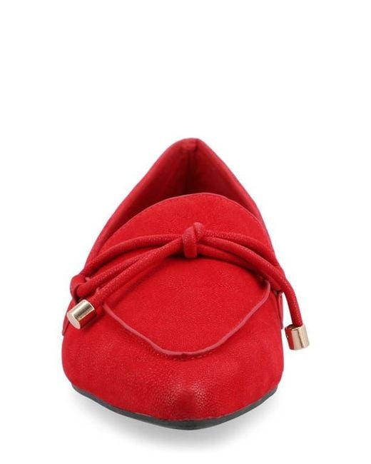 Journee Collection Red Pointed-Toe Faux-Suede Flats