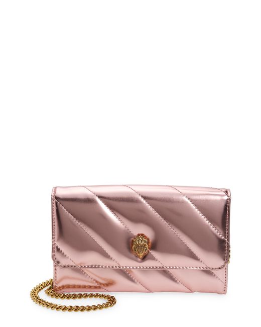 Kurt Geiger Pink Soho Leather Wallet On A Chain