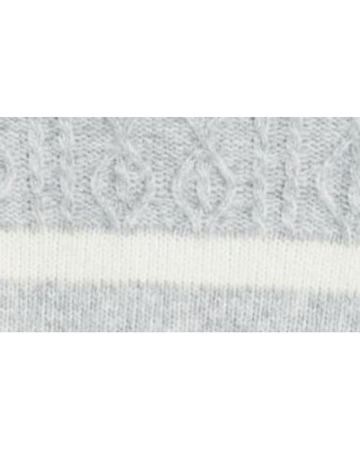 Caslon White Stripe Crewneck Sweater