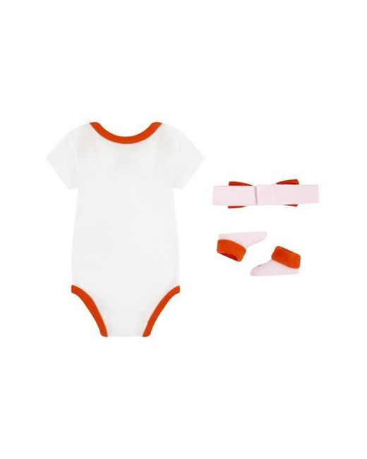 Nike Red Xo Swoosh Bodysuit, Booties & Headband Set