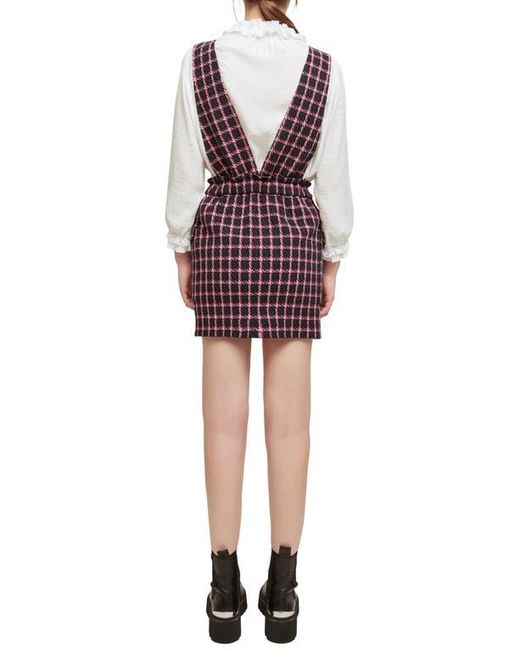 Maje Red Ritrite Plaid Pinafore Dress
