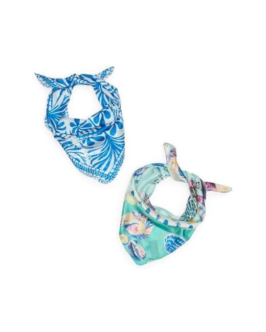 Vince Camuto Blue Assorted 2-Pack Square Scarves