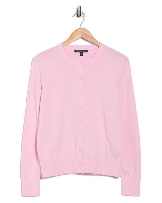 Brooks Brothers Pink Scalloped Cotton Cardigan