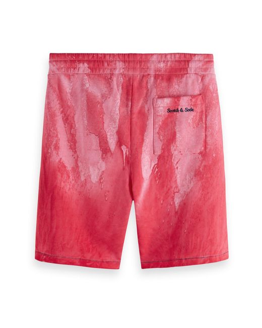 Scotch & Soda Red Oil Dye Cotton Sweat Shorts for men