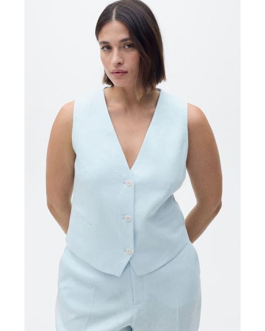 Mango Blue Linen Vest