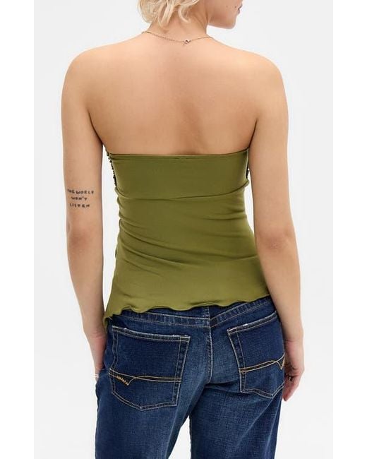 BDG Green Rem Cinched Strapless Top