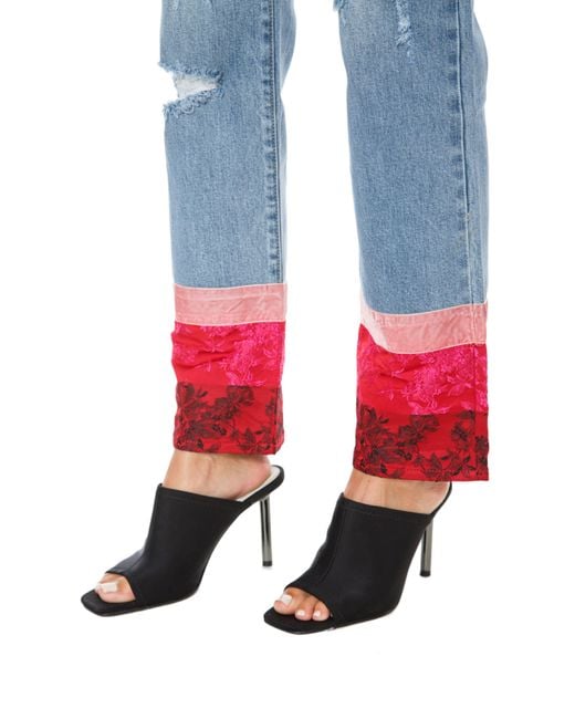 Juicy Couture Blue Floral Print Straight Leg Jeans