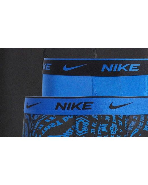 Nike Blue Dri-fit Essential Assorted 3-pack Stretch Cotton Boxer Briefs for men
