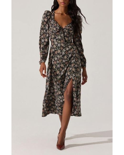 Astr Multicolor Floral Long Puff Sleeve Dress