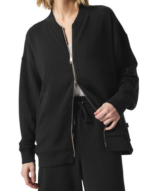 Splendid Black X @Cellajaneblog Rib Scuba Knit Zip-Up Jacket
