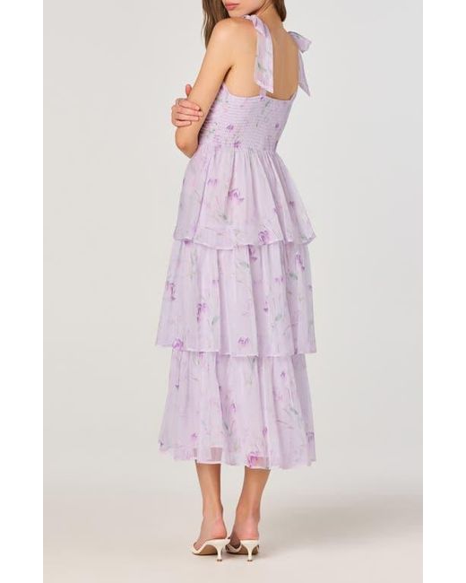 Astr Purple Tiered Tie Strap Sundress