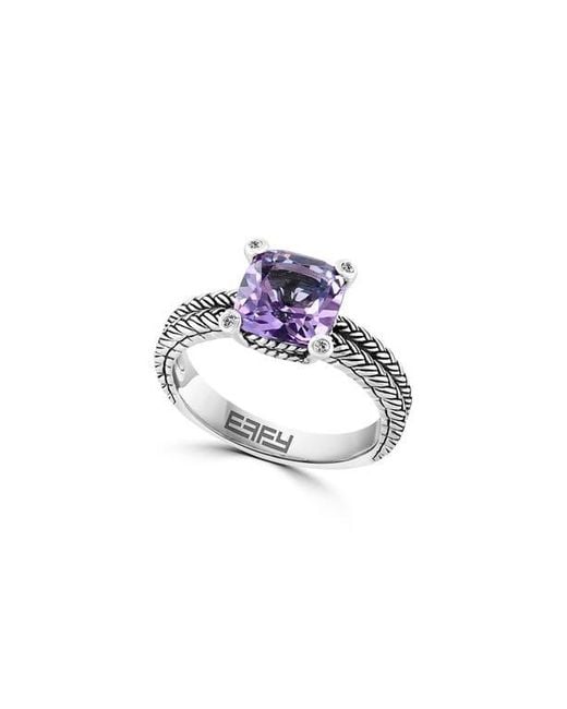 Effy Blue Sterling Amethyst Double Braid Ring