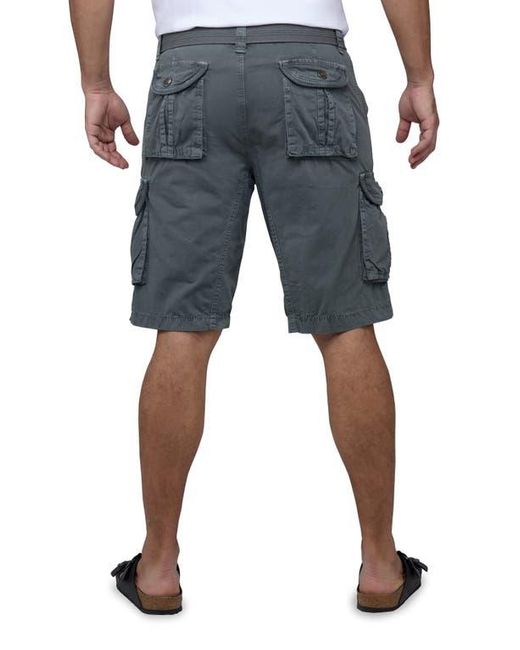 Xray Jeans Gray Belted Cotton Twill Cargo Shorts for men