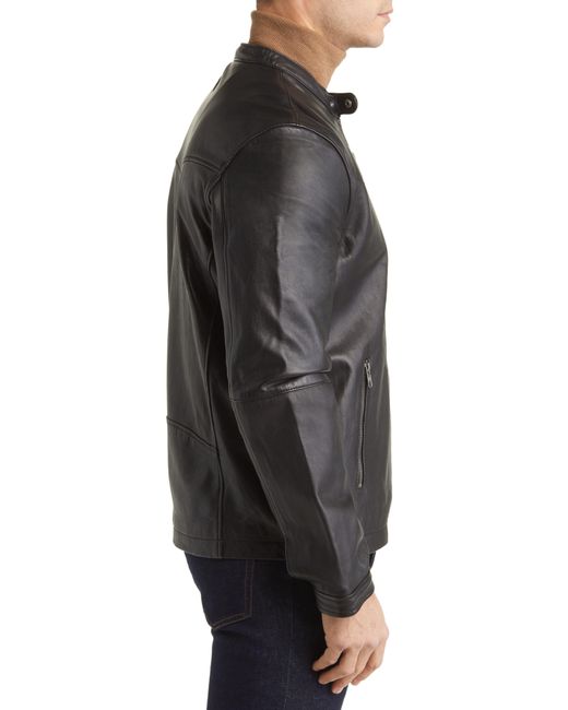 Frye Black Café Racer Leather Jacket for men