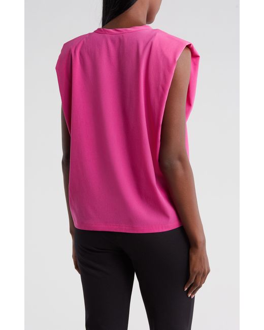 French Connection Pink Padded Shoulder Crepe Tank
