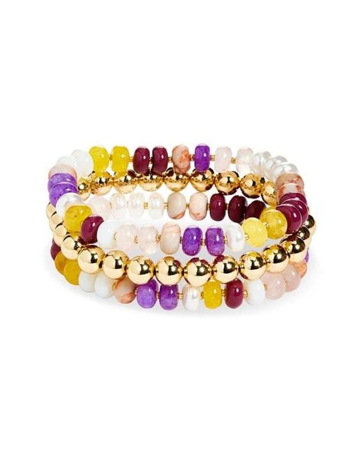 Leith Multicolor Set Of 3 Beaded Stretch Bracelets