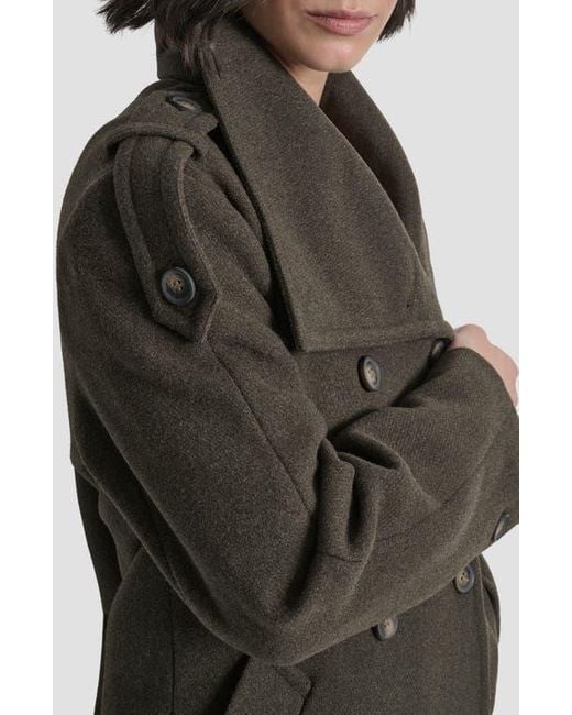 DKNY Gray Double Breasted Wool Blend Military Coat