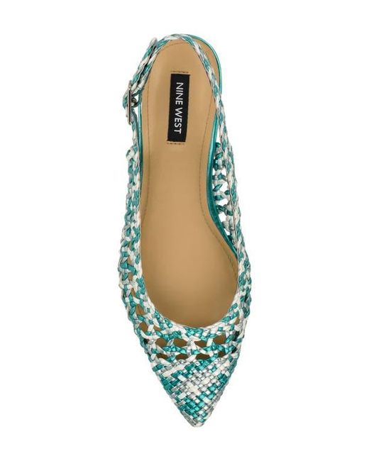 Nine West Green Soel Slingback Pointed Toe Flat