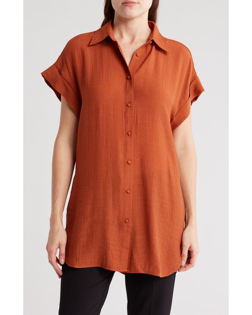 Nanette Lepore Orange Short Sleeve Button-up Shirt