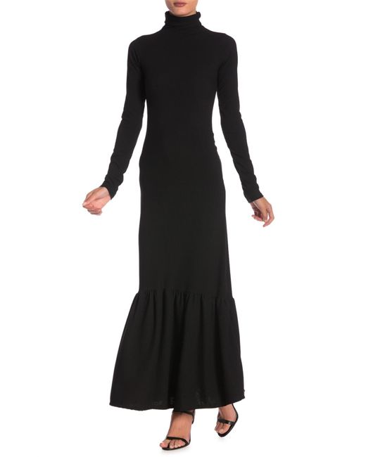 Go Couture Black Long Sleeve Turtleneck Maxi Dress