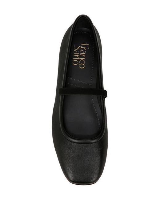 Franco Sarto Black Square-Toe Faux Leather Ballet Flats
