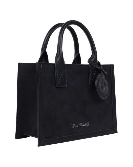 True Religion Black Top Handle Box Tote Bag