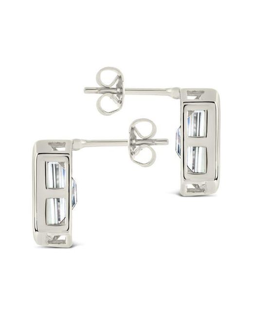 Sterling Forever White Camille Bezel Cubic Zirconia Stud Earrings