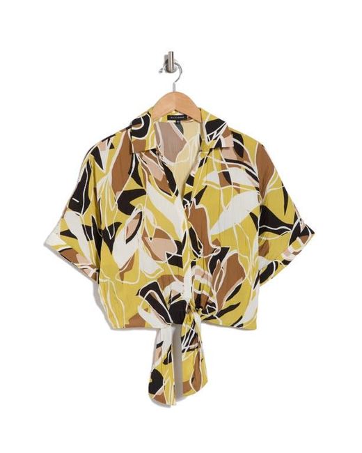 Pleione Metallic Front Tie Textured Popover Top