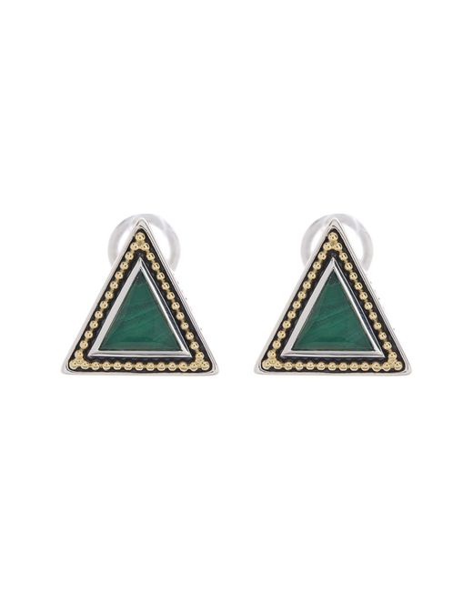 Lagos Metallic Treasure Chest 18k Gold & Sterling Silver Triangle Malachite Clip-on Stud Earrings At Nordstrom Rack