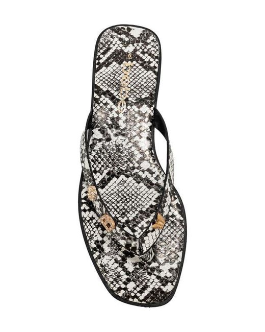 Bebe White Python Embossed Thong Sandal