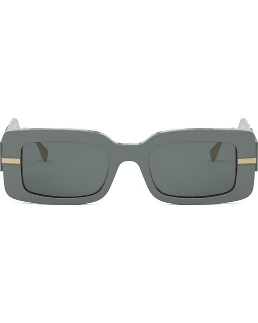 Fendi Gray Graphy 51Mm Rectangular Sunglasses