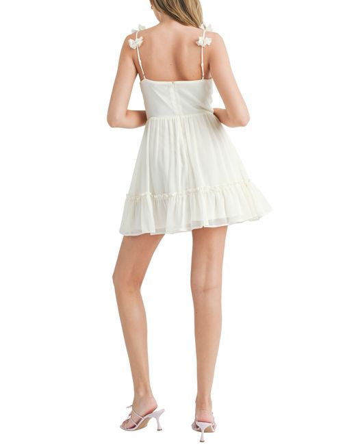 Lush White Rosette Strap Fit & Flare Dress