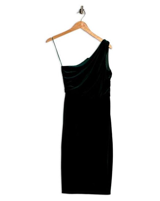 Love By Design Green Velvet One-Shoulder Sheath Dress