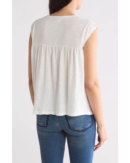 Lucky Brand White Lace Inset Top