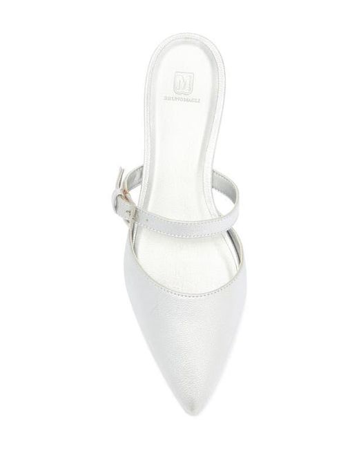 Bruno Magli White Pia Pointed Toe Mule