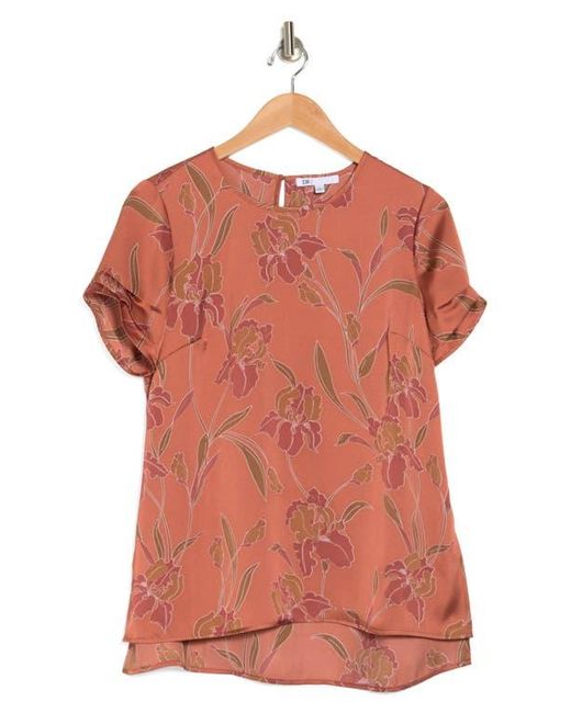 DR2 by Daniel Rainn Red Pinched Sleeve Satin High/Low Top