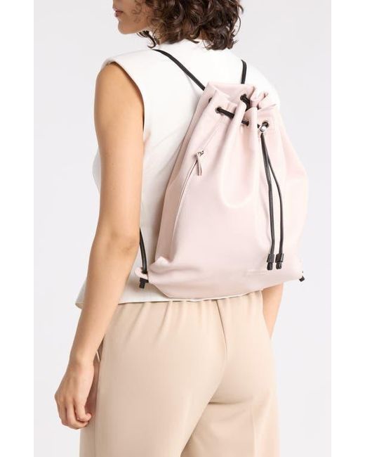 Longchamp Pink Leather Cinch Backpack