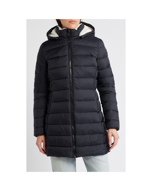 Save The Duck Black Joanne Water Repellent Puffer Coat With Removable Hood