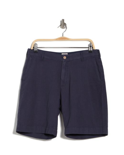 Faherty Brand Blue Malibu Linen & Cotton Chino Shorts for men