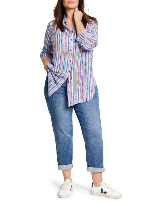 NIC+ZOE Blue Solstice Stripe Button-Up Shirt