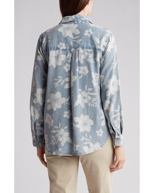Tahari Blue Floral Print ® Denim Shirt