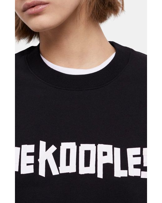 The Kooples Black Cotton Crewneck Graphic Sweatshirt