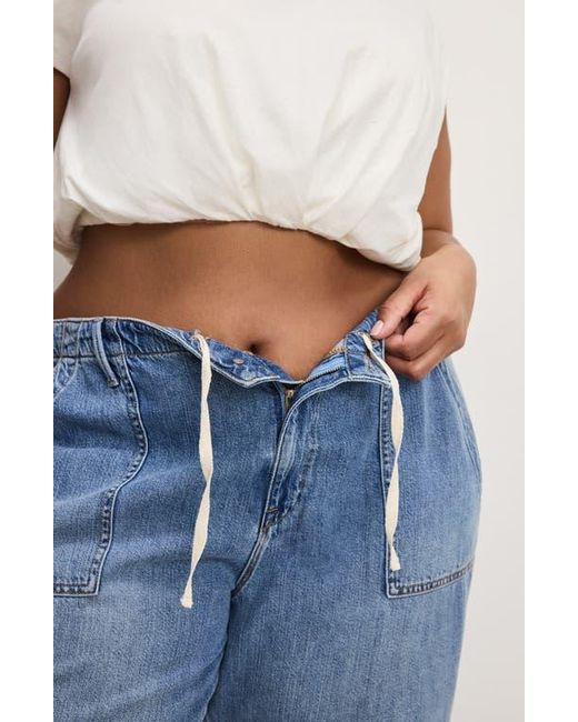 GOOD AMERICAN Blue Lite Drawstring Jeans